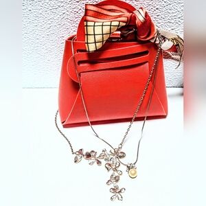 Avon Floral Necklace with Pink and Gold Accents